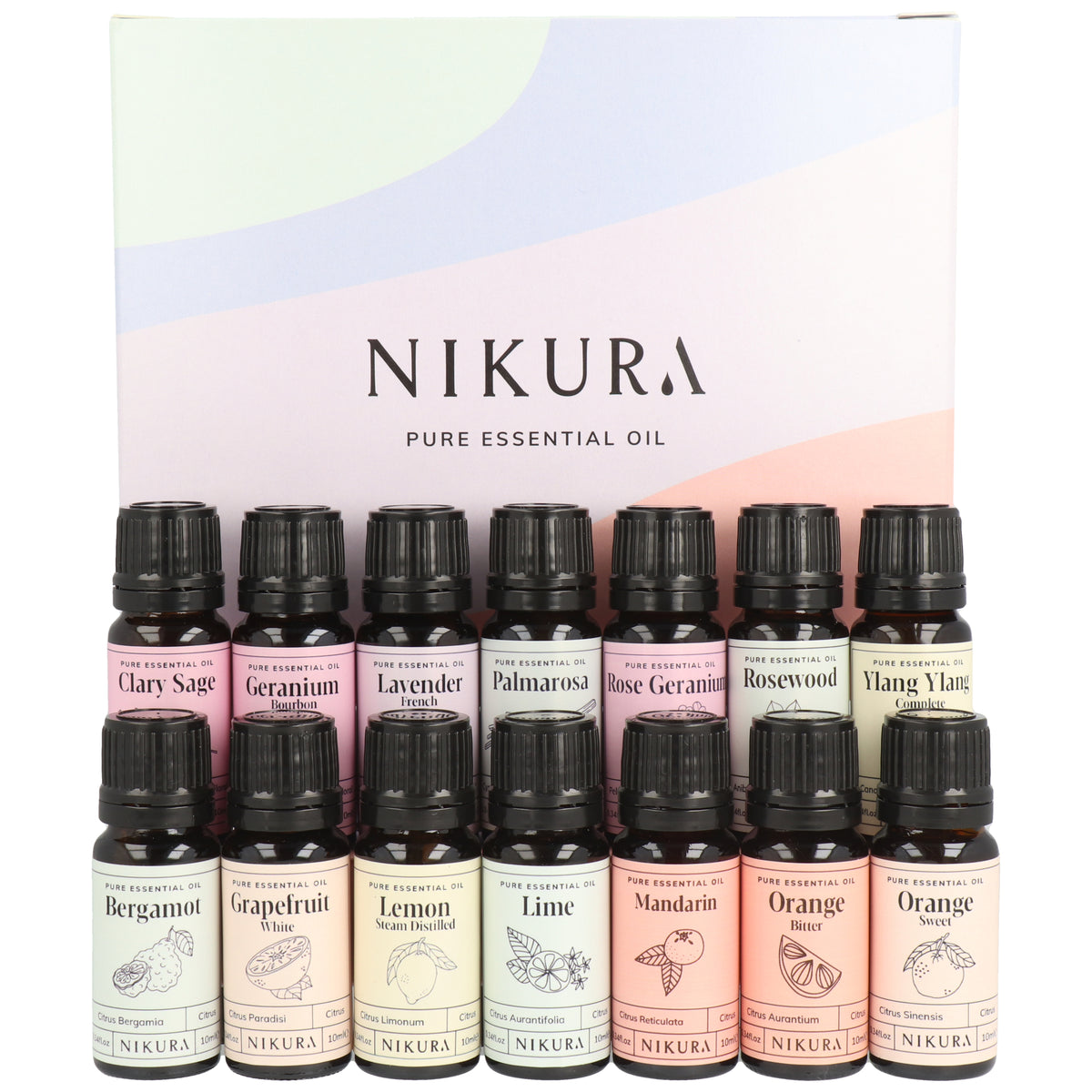 14 X 10ml Floral / Citrus Essential Oils Gift Set | Nikura