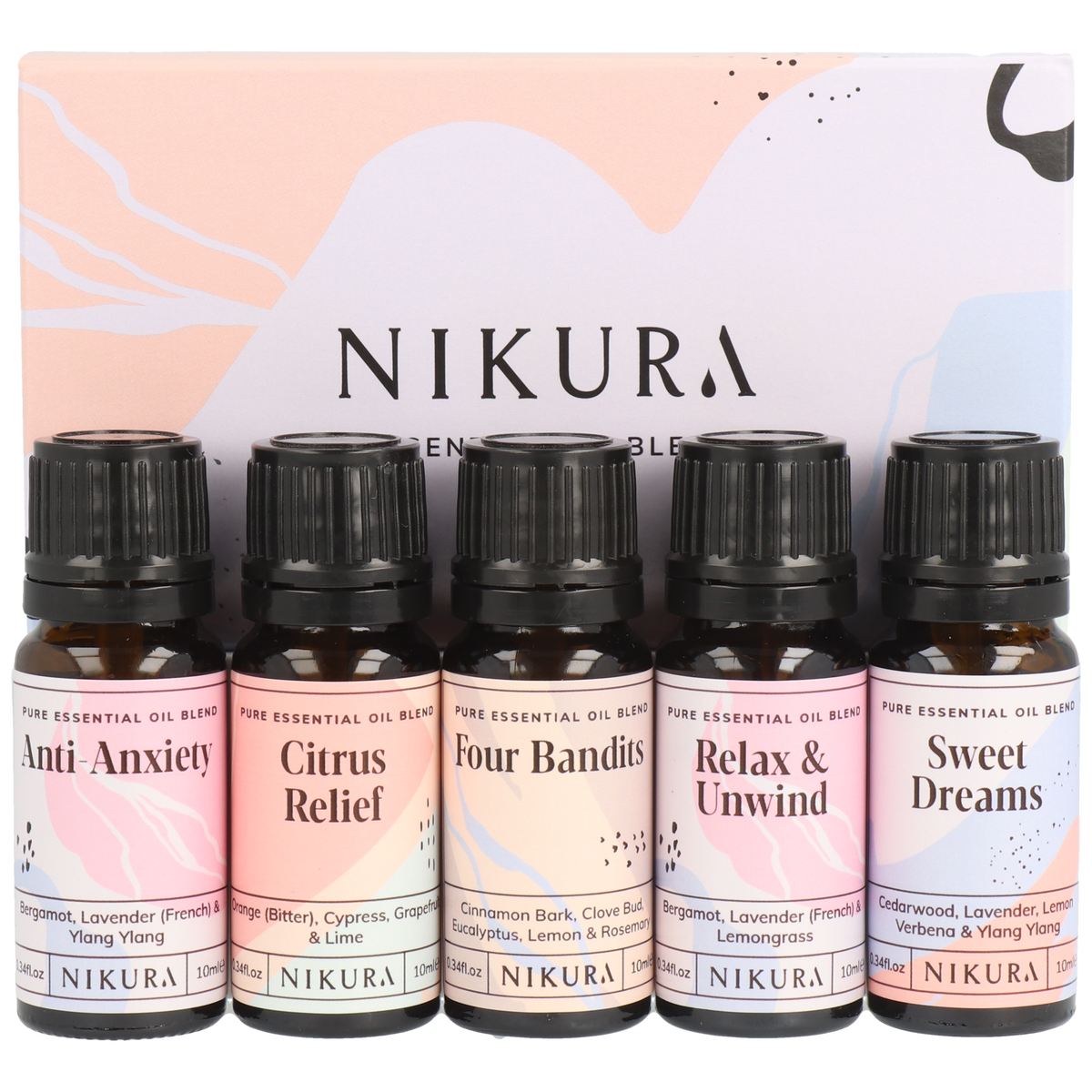 Best Selling Essential Oil Blends Gift Set, 5 x 10ml