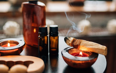 Various aromatherapy objects on a table