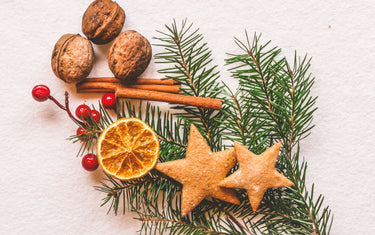 Festive ingredients on top of a pine branch