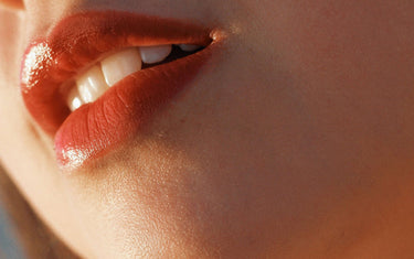 Close up of glossy lips