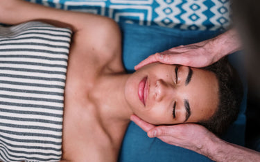 Woman having a face massage