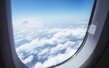 View of clouds from a plane window