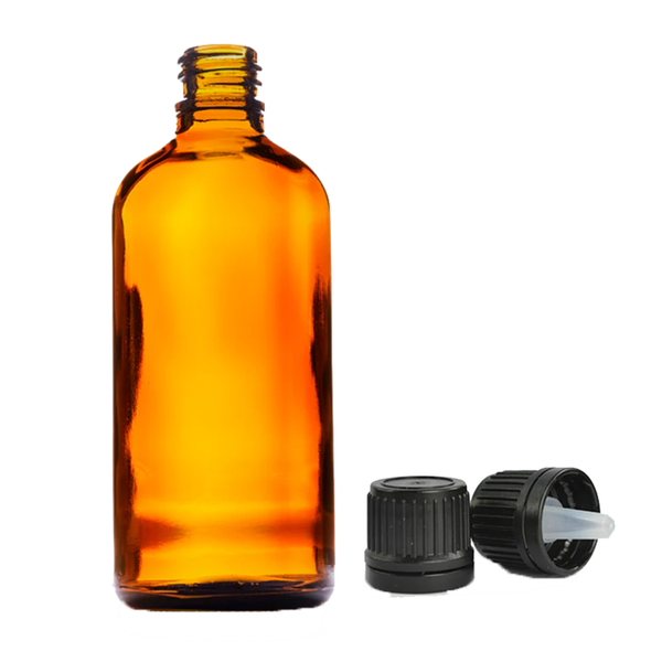 Amber Glass Dropper Bottle With Cap 100ml (Empty) for Aromatherapy