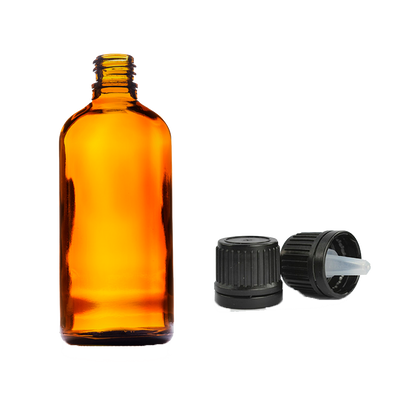 Amber Glass Dropper Bottle With Cap 100ml (Empty) for Aromatherapy