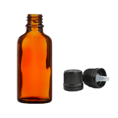 Amber Glass Dropper Bottle With Cap 50ml (Empty) for Aromatherapy